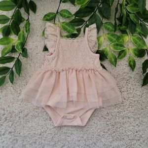 Baby Girl Peachy Tan Floral Onesie (6-9 Months)